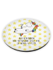 Mr. & Mrs. Panda Rund Magnet Einhorn Blümchentail mit Spruch in Weiß