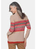 GOLDNER Kurzgröße:  Strickpullover mit Rollkragen in milchkaffee / gemustert