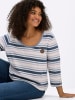 sheego 3/4-Arm-Shirt in ecru-rauchblau-geringelt
