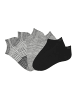 Bench Sneakersocken in 2x schwarz uni, 2x grau geringelt, 2x grau meliert