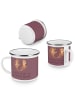 Mr. & Mrs. Panda Camping Emaille Tasse Brautpaar Herzen mit Spruch in Kaffa Coffee