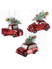 MARELIDA 3x Weihnachtsbaumschmuck Autos mit Weihnachtsbaum in rot