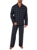 NORMANN Flanell Pyjama Schlafanzug langarm zum durchknöpfen - 50057 in marine
