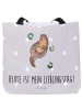 Mr. & Mrs. Panda Strandtasche Otter Seerose mit Spruch in Grau Pastell
