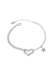 faina Women Chain Link Bracelet Beads And Heart Motif in Silver