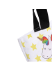 Mr. & Mrs. Panda Strandtasche Einhorn Happy mit Spruch in Weiß