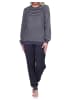 NORMANN Frottee Pyjama langarm Schlafanzug Bündchen Streifen - 75922 in dunkelgrau