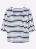 sheego 3/4-Arm-Shirt in ecru-rauchblau-geringelt