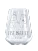 Mr. & Mrs. Panda Rotwein Glas Bär Heirat mit Spruch in Transparent