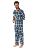 NORMANN Lange Flanell Schlafanzug Pyjama kariert - 76500 in marine