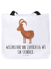 Mr. & Mrs. Panda Tote Bag Sternzeichen Steinbock mit Spruch in Weiß