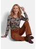 GOLDNER Langarmshirt aus Viskose-Jersey in marine / camel / gemustert