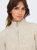 ONLY Pullover mit Stehkragen und halbem Reißverschluss in Beige