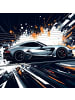 NOTIQUE Wandkalender 2027 mit 6-sprachigem Kalendarium in Fast Cars - 30 x 30 cm