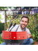 relaxdays Holzkohlegrill in Schwarz/ Rot - Ø 37 cm