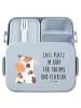 Mr. & Mrs. Panda Bento Box Kuh Motiv mit Spruch in Blau Pastell
