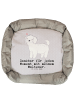 Mr. & Mrs. Panda Hundebett Malteser Moment mit Spruch in Grau Pastell