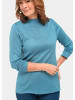 GOLDNER Kurzgröße:  Strickpullover mit Stehbundkragen in eisblau