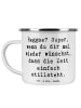 Mr. & Mrs. Panda Camping Emaille Tasse Spruch Reggae Freude mit ... in Weiß