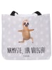 Mr. & Mrs. Panda Stofftasche Faultier Yoga mit Spruch in Grau Pastell