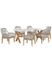 Beliani 7-tlg Gartentisch Set OLBIA in Weiß/Beige/Braun