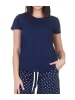 NORMANN Schlafanzug kurzarm Oberteil Pyjama Shirt Top in marine
