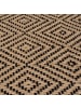 KADIMA DESIGN Geometrischer Jute-Teppich mit Naturkautschuk, hochdicht in Braun-Schwarz