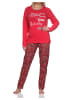 NORMANN Damen Schlafanzug lang mit lässigem Print und Allover-Muster - 86323 in rot