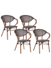 Beliani 4er-Set Esszimmerstuhl CASPRI II in Grau/Braun