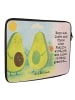 Mr. & Mrs. Panda Laptoptasche Avocado Pärchen Design mit Spruch in Weiß