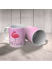 Mr. & Mrs. Panda Kindergartentasse Flamingo Stolz mit Spruch in Aquarell Pink