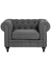 Beliani Sessel CHESTERFIELD in Grau/Dunkler Holzfarbton - (W) 110 x (H) 70 x (L) 75 cm