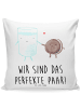 Mr. & Mrs. Panda 40x40 Kissen Milch Keks mit Spruch in Weiß