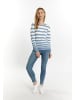 usha BLUE LABEL Damen Strickpullover in Denimblau  Wollweiss