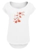 F4NT4STIC Long Cut T-Shirt Rosa Blumenzweig 3D in weiß