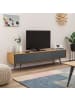 home24 home24 TV-Lowboard (1er Set) - Dunkelgrau - MDF lackiert & furniert - 180.0 x 45.0 x 40.0 cm in Dunkelgrau