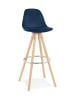 KADIMA DESIGN Barhocker aus Holz mit Samtsitz 75 cm Höhe | Samt Design in Blau-Beige