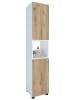 VCM  Holz Badmöbel Badschrank Hochschrank Flandu in Weiß / Honig-Eiche