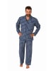 NORMANN Flanell Pyjama langarm Schlafanzug zum durchknöpfen - 70802 in navy