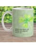 Mr. & Mrs. Panda Kindertasse Blume Kleeblatt mit Spruch in Blattgrün