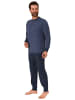 NORMANN Frottee Schlafanzug Bündchen Streifen - 67678 in blau