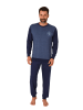 NORMANN Schlafanzug langarm Bündchen - 88820 in blau-mel.