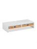 relaxdays Monitorständer in Weiß/Natur - (B)56 x (H)12 x (T)27 cm