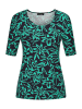 GOLDNER Blusenshirt mit Blumenmuster in marine / smaragd / gemustert