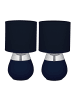 relaxdays 2 x Tischlampe in Blau/ Silber - (H)32 x Ø 18 cm