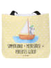 Mr. & Mrs. Panda Shopper Sommer Meer Glück mit Spruch in Gelb Pastell