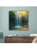 OnlyWow Leinwand Bilder Wasserfall Sonnenstrahlen