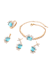 faina Women Jewelry Set in Rose Gold Turquoise