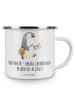 Mr. & Mrs. Panda Becher Emaille Briefträger Helden mit Spruch in Weiß
