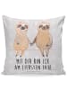 Mr. & Mrs. Panda sitzkissen Faultier Pärchen mit Spruch in Grau Pastell